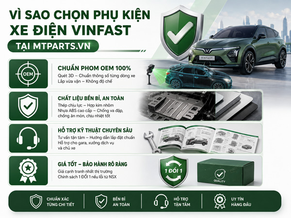 Vì sao chọn phụ kiện xe điện Vinfast tại mtparts